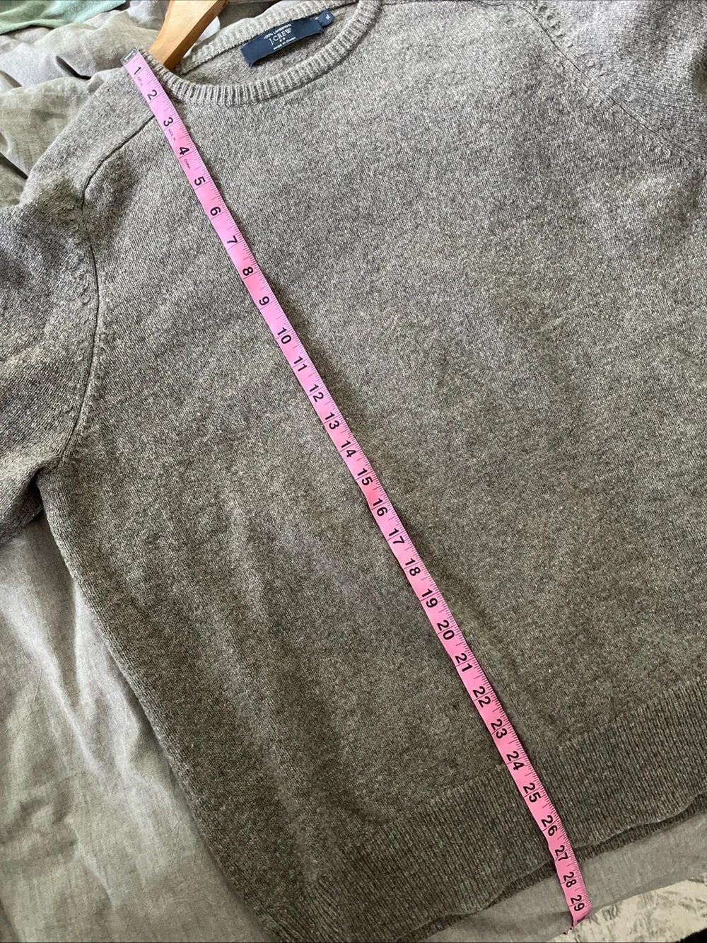 J.Crew 100% LambsWool Men's Grey Brown Crewneck knit Sweater